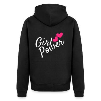 Girl Power - Unisex Premium Bio Zip Hoodie - Schwarz - Hinten - Nico (187cm)