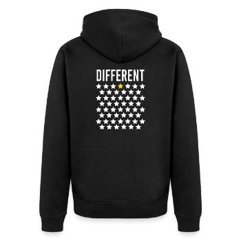 Anders: Goldener Stern in der Mitte der Sterne - Unisex Premium Bio Zip Hoodie - Schwarz - Hinten - Nico (187cm)