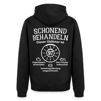 97. Geburtstag Schonend Behandeln Oldtimer Ist 97 - Unisex Premium Bio Zip Hoodie - Schwarz - Hinten - Nico (187cm)
