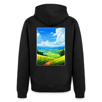 Bergisches Land Deutschland Vintage Reiseposter WPA - Unisex Premium Bio Zip Hoodie - Schwarz - Hinten - Nico (187cm)