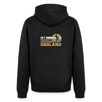 England Fußball Fussball Soccer 2022 - Unisex Premium Bio Zip Hoodie - Schwarz - Hinten - Nico (187cm)