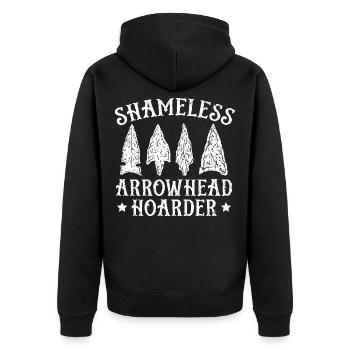 Schamloser Pfeilspitzensammler Pfeilspitzenjagd - Unisex Premium Bio Zip Hoodie - Schwarz - Hinten - Nico (187cm)