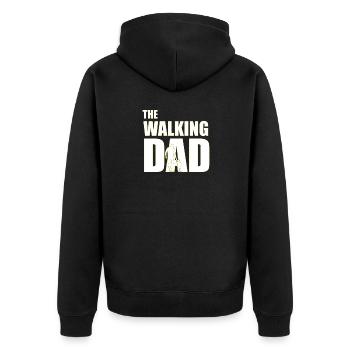 Der wandelnde Vater (weiß) Umriss - Unisex Premium Bio Zip Hoodie - Schwarz - Hinten - Nico (187cm)