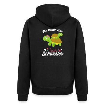 Großer Schwester Schildkröte 2021 - Unisex Premium Bio Zip Hoodie - Schwarz - Hinten - Nico (187cm)