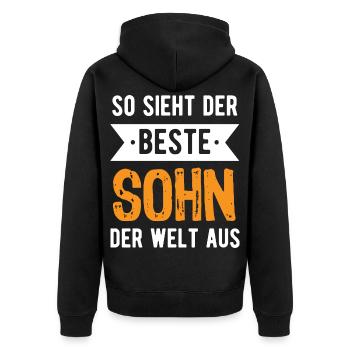 So sieht der beste Sohn der Welt aus - Unisex Premium Bio Zip Hoodie - Schwarz - Hinten - Nico (187cm)