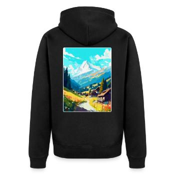 Mayrofen, Autriche, Affiche de voyage vintage, souvenir - Veste à capuche bio Premium Unisexe - noir - Dos - Nico (187cm)