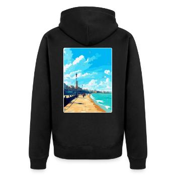 Margate Angleterre Royaume-Uni Affiche de voyage vintage souvenir - Veste à capuche bio Premium Unisexe - noir - Dos - Nico (187cm)