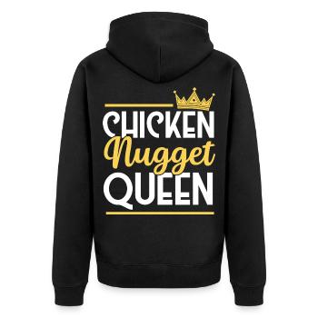 Chicken Nugget Queen Nug Life Nuggies Tendies - Unisex Premium Bio Zip Hoodie - Schwarz - Hinten - Nico (187cm)