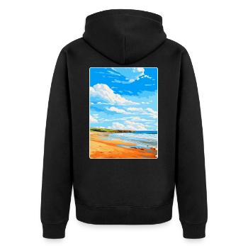 Constantine Bay, Cornwall, England, Vereinigtes Königreich, Reiseposter - Unisex Premium Bio Zip Hoodie - Schwarz - Hinten - Nico (187cm)