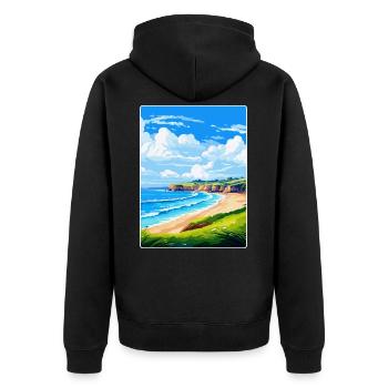 Maenporth Cornwall England Vereinigtes Königreich Reiseposter WPA - Unisex Premium Bio Zip Hoodie - Schwarz - Hinten - Nico (187cm)