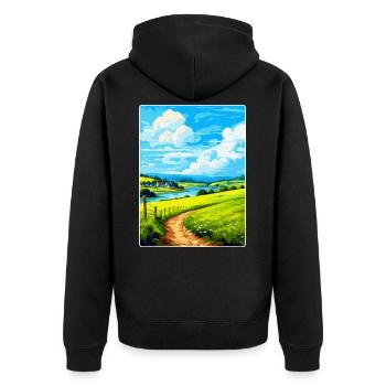 Lerryn Cornwall England Großbritannien Reise Poster Souvenir - Unisex Premium Bio Zip Hoodie - Schwarz - Hinten - Nico (187cm)