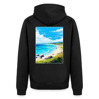 Luskentrye Beach Isle Of Harris Reiseposter WPA - Unisex Premium Bio Zip Hoodie - Schwarz - Hinten - Nico (187cm)