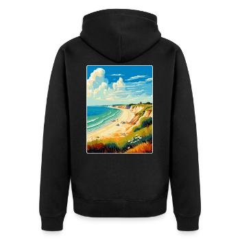 Hengistbury Head England Uk Reise Poster Souvenir - Unisex Premium Bio Zip Hoodie - Schwarz - Hinten - Nico (187cm)