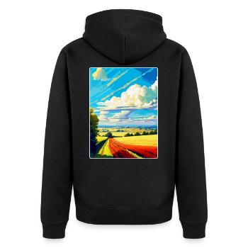 Lincolnshire Wolds Vintage Reiseposter Souvenir - Unisex Premium Bio Zip Hoodie - Schwarz - Hinten - Nico (187cm)