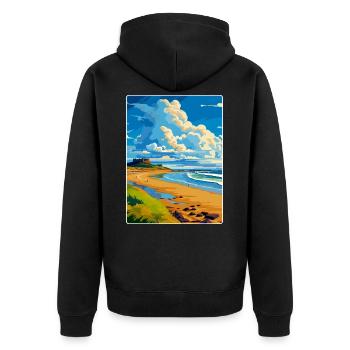 Northumberland Coast Anob Affiche de voyage souvenir - Veste à capuche bio Premium Unisexe - noir - Dos - Nico (187cm)