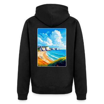 Dover England Uk Vintage Reiseplakat Souvenir - Unisex Premium Bio Zip Hoodie - Schwarz - Hinten - Nico (187cm)