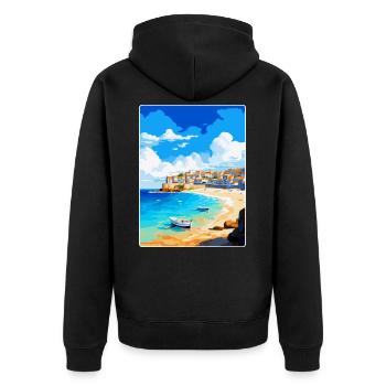 St Ives Cornwall England Vereinigtes Königreich Vintage Reiseposter - Unisex Premium Bio Zip Hoodie - Schwarz - Hinten - Nico (187cm)