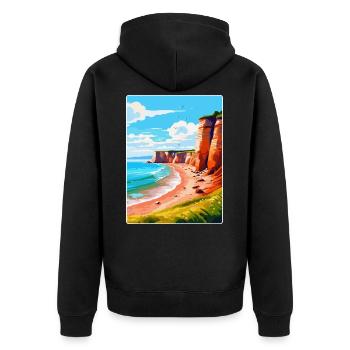 Torquay Cliffs England Uk Vintage Reiseposter - Unisex Premium Bio Zip Hoodie - Schwarz - Hinten - Nico (187cm)