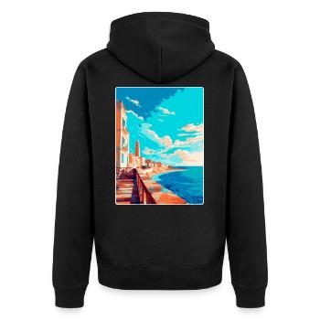 Cadix Espagne Affiche de voyage vintage WPA Art Souvenir - Veste à capuche bio Premium Unisexe - noir - Dos - Nico (187cm)
