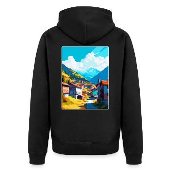 Artvin Türkei Vintage Reiseposter WPA Souvenir - Unisex Premium Bio Zip Hoodie - Schwarz - Hinten - Nico (187cm)
