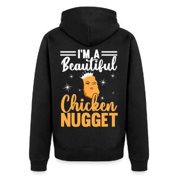 Ich bin ein schönes Hühnchen Nugget Nug Life Nuggi - Unisex Premium Bio Zip Hoodie - Schwarz - Hinten - Nico (187cm)