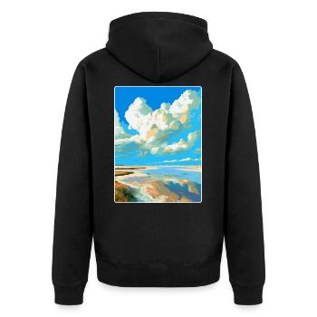 Wattenmeer Niederlande Vintage Reiseposter WPA - Unisex Premium Bio Zip Hoodie - Schwarz - Hinten - Nico (187cm)