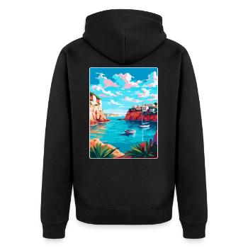 Minorque Espagne Affiche de voyage vintage WPA Souvenir - Veste à capuche bio Premium Unisexe - noir - Dos - Nico (187cm)