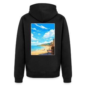 Saint Malo France Poster de voyage vintage souvenir - Veste à capuche bio Premium Unisexe - noir - Dos - Nico (187cm)