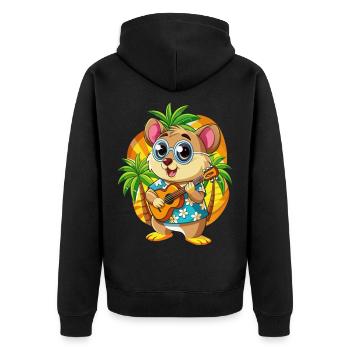Lustige Hamster Cartoon Sommer Strand Sonnenbrille - Unisex Premium Bio Zip Hoodie - Schwarz - Hinten - Nico (187cm)