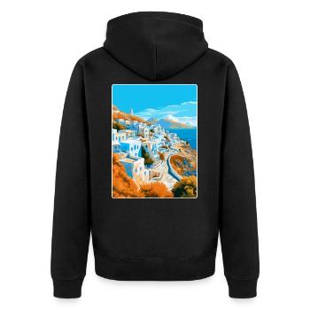Ios Grèce Affiche de voyage vintage souvenir souvenir - Veste à capuche bio Premium Unisexe - noir - Dos - Nico (187cm)