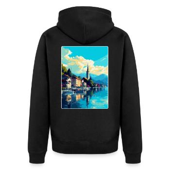 Bregenz Autriche Affiche de voyage vintage souvenir WPA - Veste à capuche bio Premium Unisexe - noir - Dos - Nico (187cm)