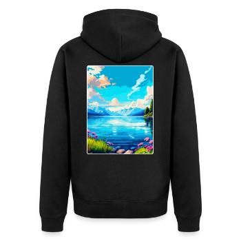 Lac Léman Suisse France Affiche de voyage WPA - Veste à capuche bio Premium Unisexe - noir - Dos - Nico (187cm)