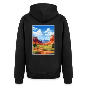 Capitol Reef National Park Vintage Reiseposter - Unisex Premium Bio Zip Hoodie - Schwarz - Hinten - Nico (187cm)