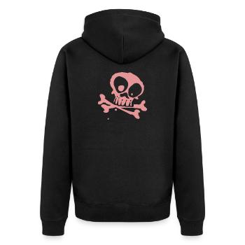 bone - Unisex Premium Bio Zip Hoodie - Schwarz - Hinten - Nico (187cm)