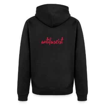 Always Antifascist - Unisex Premium Bio Zip Hoodie - Schwarz - Hinten - Nico (187cm)