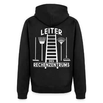 LEITER RECHENZENTRUM - Unisex Premium Bio Zip Hoodie - Schwarz - Hinten - Nico (187cm)