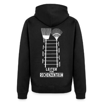 LEITER VOM RECHENZENTRUM - Unisex Premium Bio Zip Hoodie - Schwarz - Hinten - Nico (187cm)