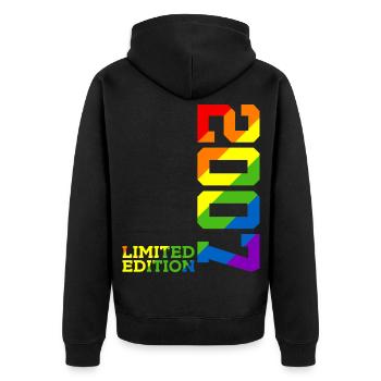 LGBTQ 2007 ARC-EN-CIEL QUEER 18E ANNIVERSAIRE PRIDE - Veste à capuche bio Premium Unisexe - noir - Dos - Nico (187cm)