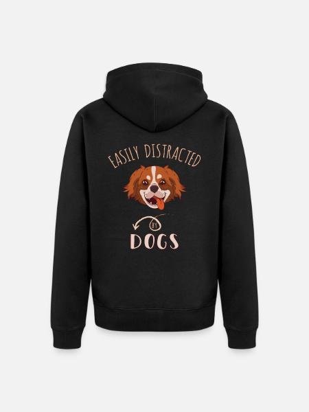 Easily Distracted By Dogs - Unisex Premium Organic Zip Hoodie - black