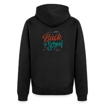 Back to school - Unisex Premium Bio Zip Hoodie - Schwarz - Hinten - Nico (187cm)
