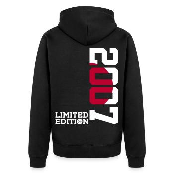 LIMITED EDITION 2007 JAPAN 19. GEBURTSTAG - Unisex Premium Bio Zip Hoodie - Schwarz - Hinten - Nico (187cm)