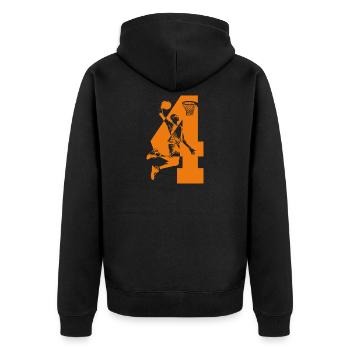 NUMMER 4 BASKETBALL 4. GEBURTSTAG - Unisex Premium Bio Zip Hoodie - Schwarz - Hinten - Nico (187cm)