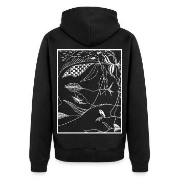 Dark Botanical Lines - Unisex Premium Organic Zip Hoodie - black - Back - Nico (187cm)