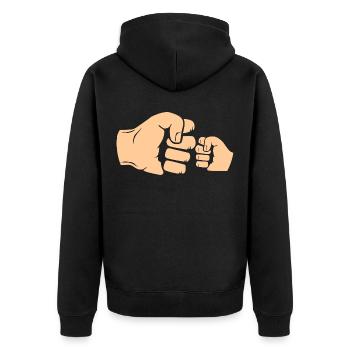 Fist check - Unisex Premium Bio Zip Hoodie - Schwarz - Hinten - Nico (187cm)