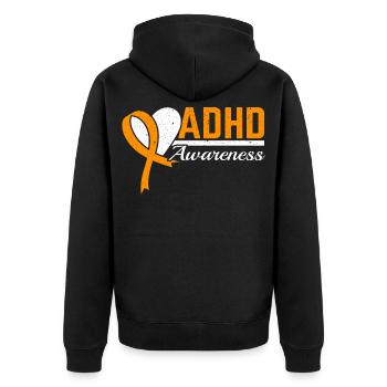 ADHS-Bewusstsein Nuerodiversität Anders denken - Unisex Premium Bio Zip Hoodie - Schwarz - Hinten - Nico (187cm)