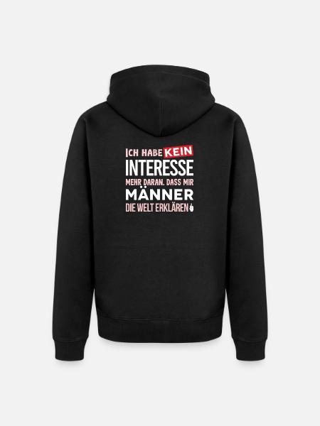 Kein Interesse an Mansplaining - Unisex Premium Bio Zip Hoodie - Schwarz
