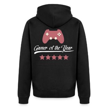 Gamer des Jahres Controller - Unisex Premium Bio Zip Hoodie - Schwarz - Hinten - Nico (187cm)