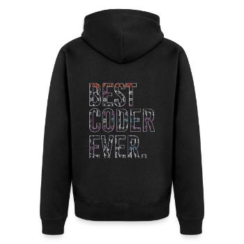 Bester Programmierer Coden Coder - Unisex Premium Bio Zip Hoodie - Schwarz - Hinten - Nico (187cm)