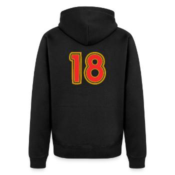 18. 18 JAHRE ALT. 18-JÄHRIGES JUBILÄUM. GEBURTSTAG 18 JAHRE. - Unisex Premium Bio Zip Hoodie - Schwarz - Hinten - Nico (187cm)
