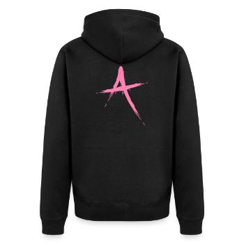 Buchstabe A Design Bürste in Rosa Pink - Unisex Premium Bio Zip Hoodie - Schwarz - Hinten - Nico (187cm)